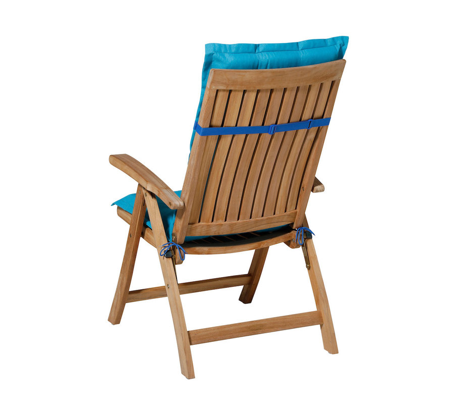 Madison Panama Aqua Blau Stuhlauflage mit Hochlehner | 123cm x 50cm