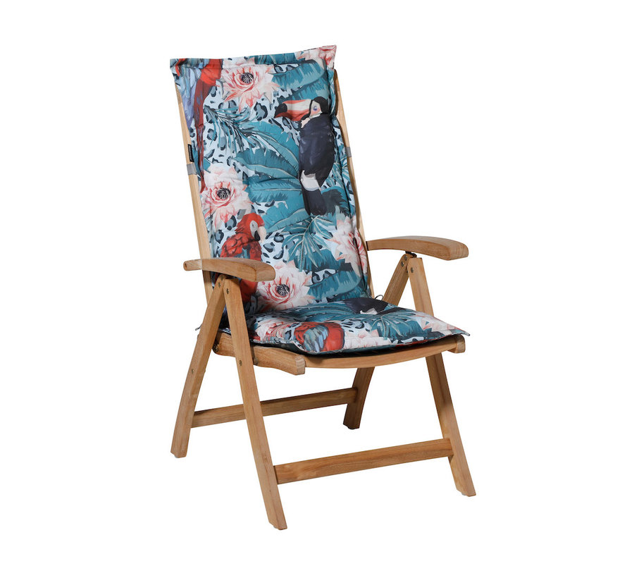 Madison Panama Rio Blau Stuhlauflage mit Hochlehner | 123cm x 50cm