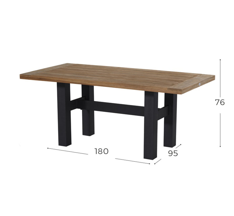 Hartman Sophie Yasmani teak tuintafel 180cm | Zwart