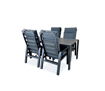 Taste by 4 Seasons Outdoor 5-teilig Gartenset | Como Grau verstellbarer Gartenstühle | Lafite Gartentisch 160cm