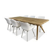 Taste by 4 Seasons Outdoor 7-delige tuinset | Sophie Element Wit tuinstoel | Bel Air Teak Tuintafel 240cm