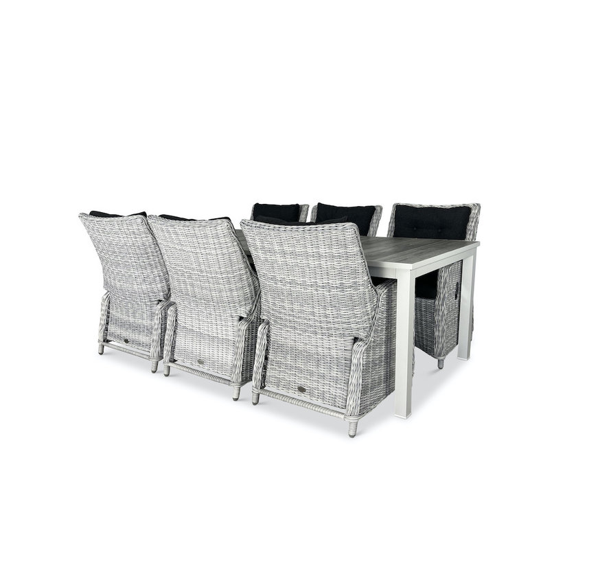 Hartman Comino tuinset met PAZOON Riva Wicker White Faded Grey verstelbare tuinstoelen