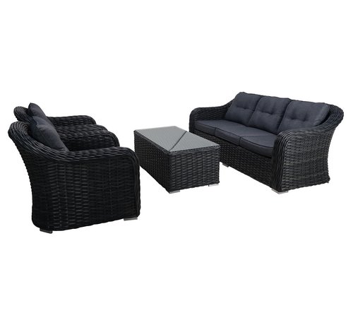 PAZOON PAZOON Buffalo XL Loungeset aus Wicker mit rechteckigem Kaffeetisch