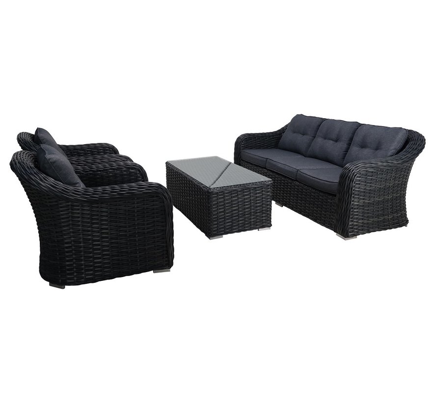 PAZOON Buffalo XL Loungeset aus Wicker mit rechteckigem Kaffeetisch