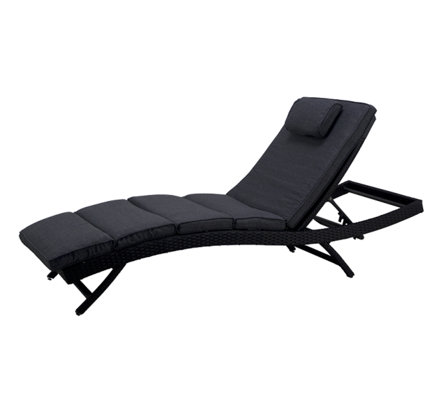 PAZOON Sunlounger wicker ligbed met Polyester kussen | Zwart