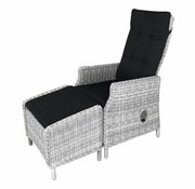 Reint Middel Victoria verstelbare tuinstoel met hocker | White Faded Grey