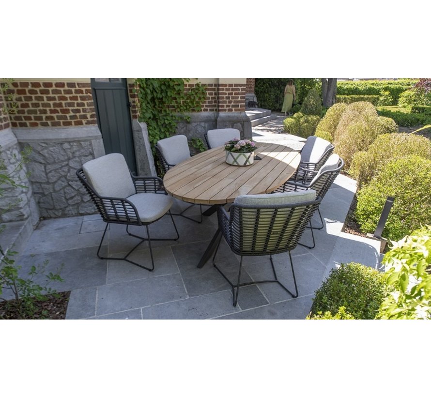 Taste by 4 Seasons Outdoor Prado Ellips Teakholz  Gartentisch Anthrazit | 240cm