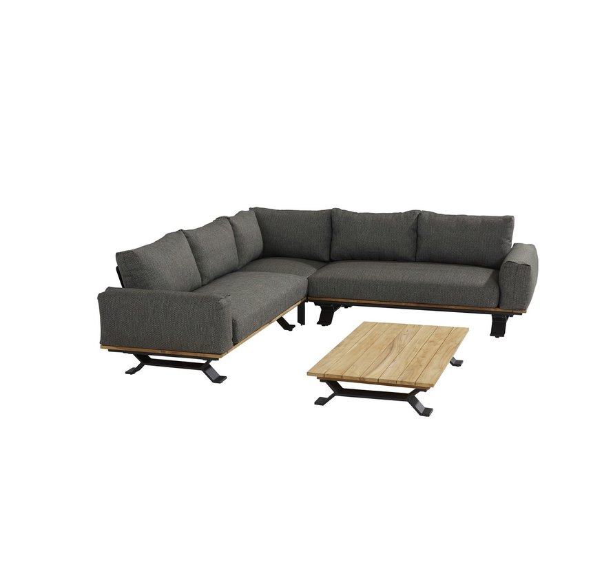 4 Seasons Outdoor Divine Loungeset met teak en aluminium | Antraciet