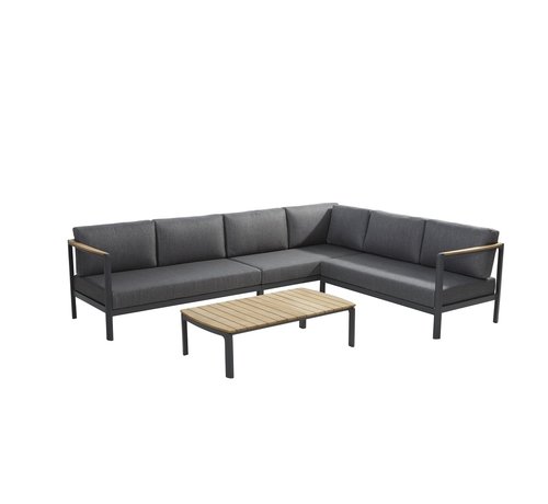 Taste by 4 Seasons Outdoor Taste by 4 Seasons Cortina Loungeset met teak en aluminium | Antraciet