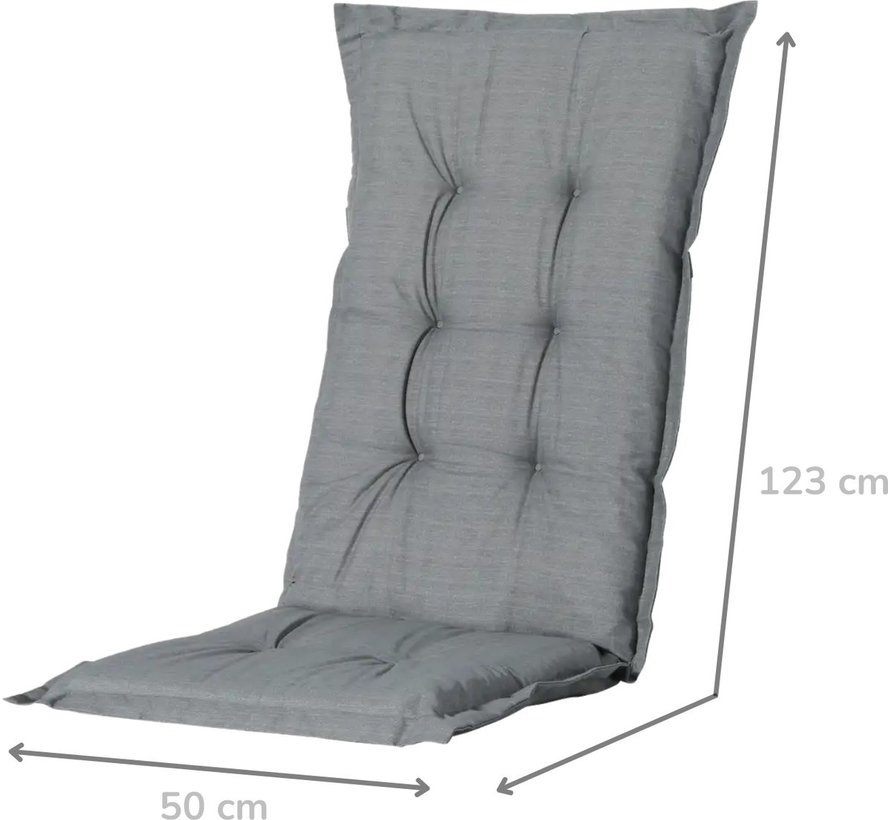 6x Madison Basic Grau Stuhlauflage mit Hochlehner | 123cm x 50cm