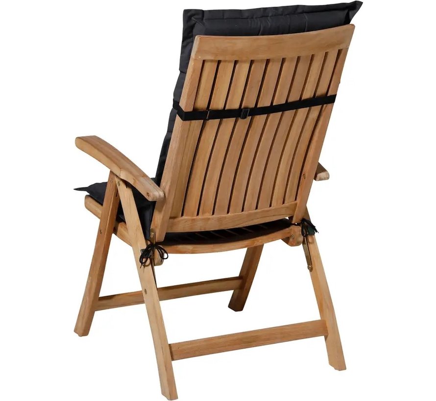 4x Madison Basic Schwarz Stuhlauflage mit Hochlehner | 123cm x 50cm