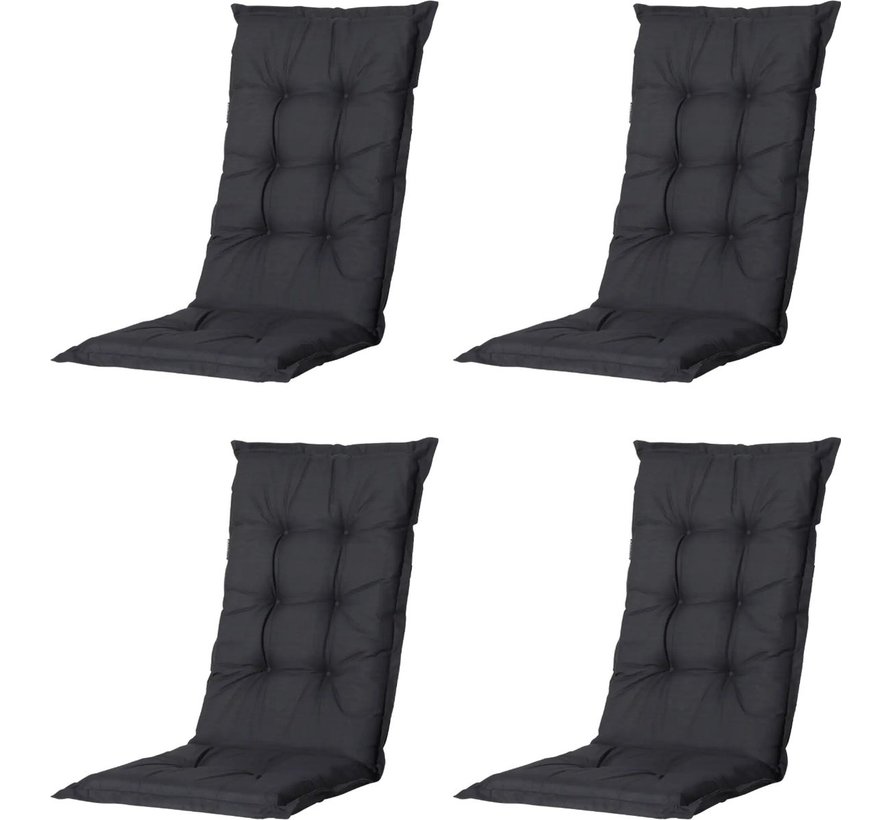 4x Madison Basic Zwart standenstoelkussen met hoge rug  | 123cm x 50cm