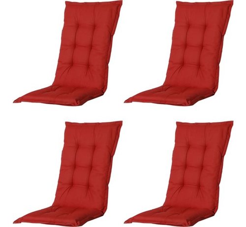 Madison 4x Madison Basic Rood standenstoelkussen met hoge rug  | 123cm x 50cm
