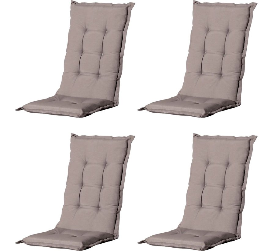 4x Madison Basic Taupe Stuhlauflage mit Hochlehner | 123cm x 50cm