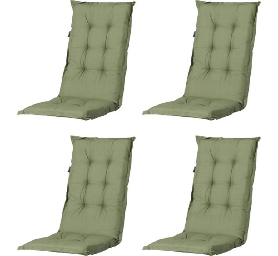 4x Madison Basic Groen standenstoelkussen met hoge rug  | 123cm x 50cm