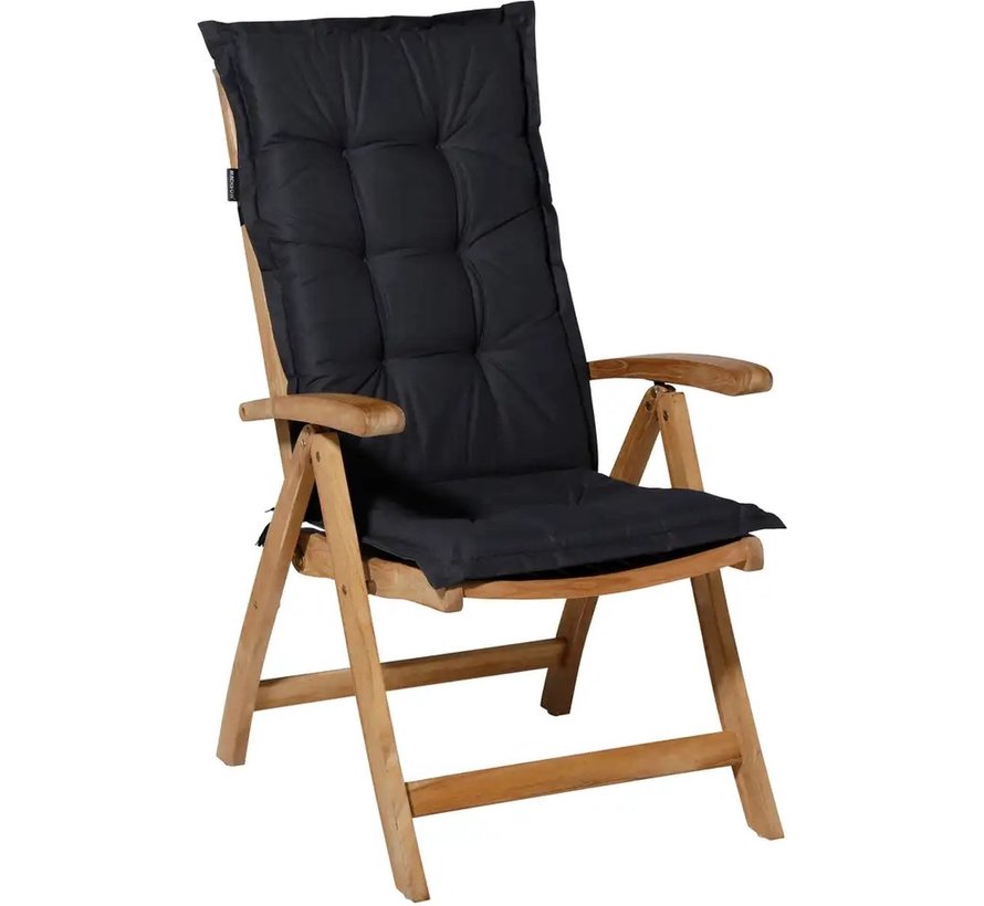 6x Madison Basic Schwarz Stuhlauflage mit Hochlehner | 123cm x 50cm