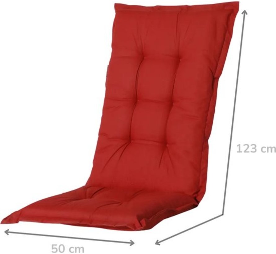 6x Madison Basic Rood standenstoelkussen met hoge rug  | 123cm x 50cm
