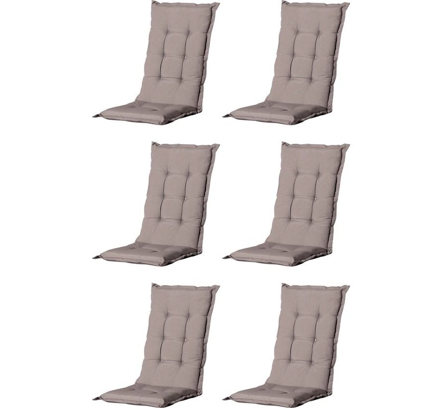 6x Madison Basic Taupe Stuhlauflage mit Hochlehner | 123cm x 50cm