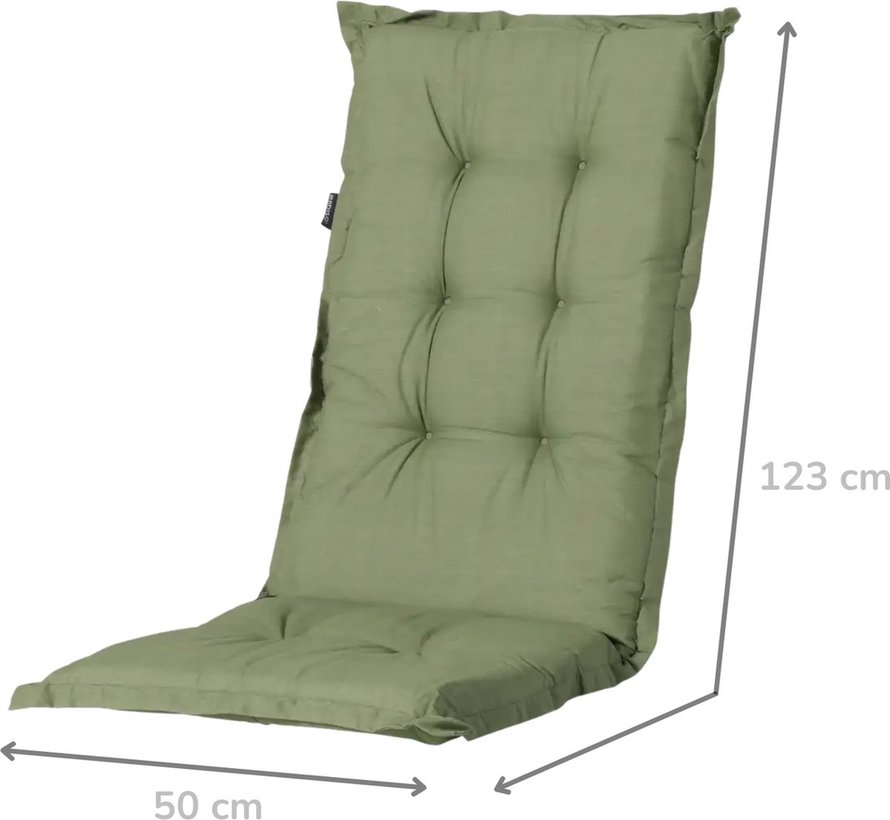 6x Madison Basic Groen standenstoelkussen met hoge rug  | 123cm x 50cm