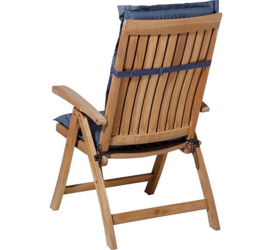 6x Madison Basic Kobalt Stuhlauflage mit Hochlehner | 123cm x 50cm