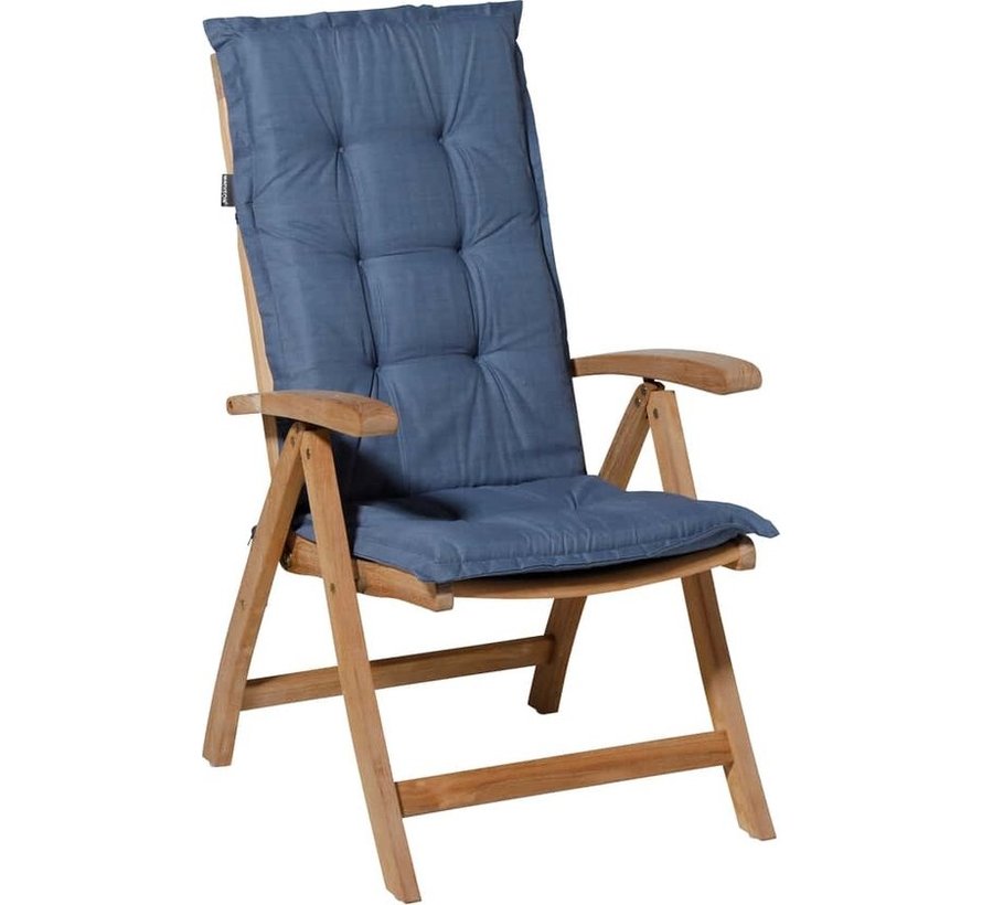 6x Madison Basic Kobalt Stuhlauflage mit Hochlehner | 123cm x 50cm