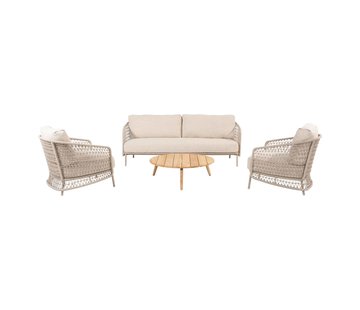 4 Seasons Outdoor Puccini Loungegarnitur Latte - Rope 4-teilig