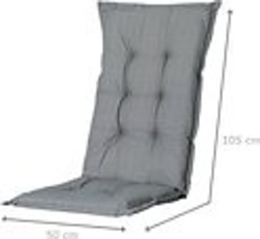 6x Madison Basic Grau mit Niedriger Rückenlehne Stuhlauflage | 105cm x 50cm