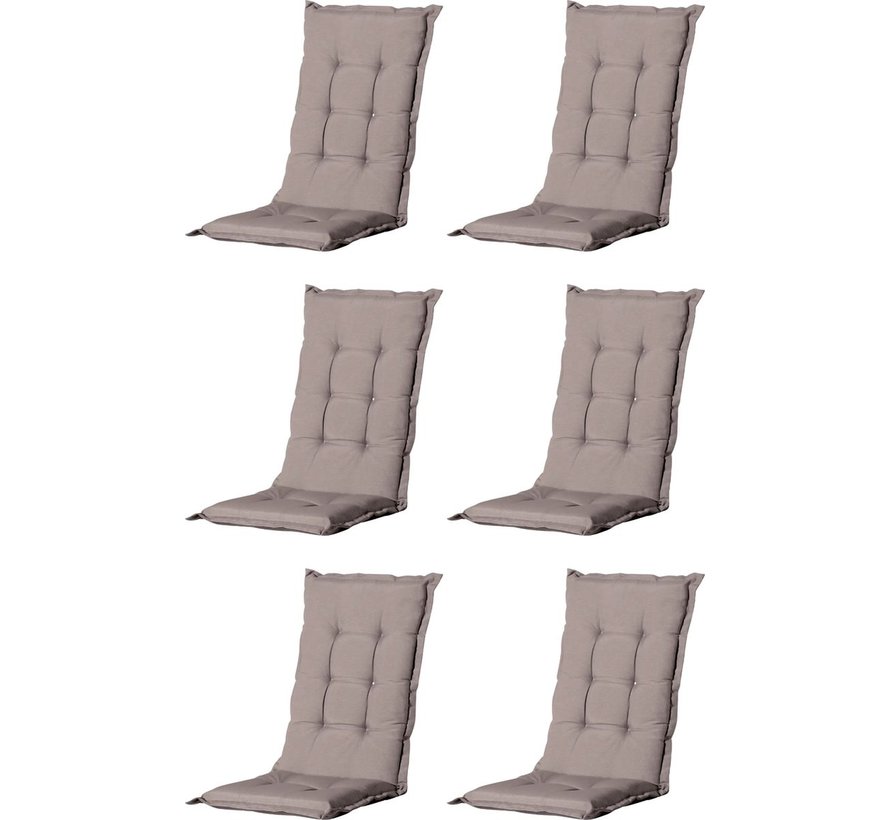 6x Madison Basic Taupe mit Niedriger Rückenlehne Stuhlauflage | 105cm x 50cm