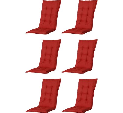 Madison 6x Madison Basic Rood standenstoelkussen met lage rug  | 105cm x 50cm