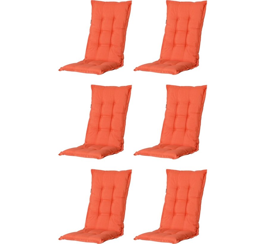 6x Madison Panama Flame Orange Stuhlauflage mit Hochlehner | 123cm x 50cm