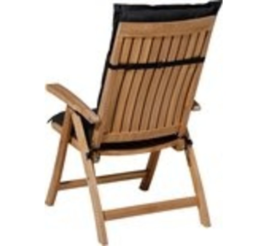 6x Madison Panama Zwart standenstoelkussen met hoge rug  | 123cm x 50cm