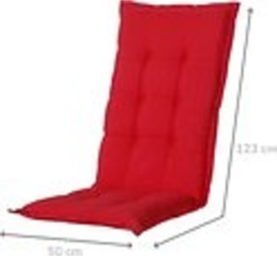 6x Madison Panama Rood standenstoelkussen met hoge rug  | 123cm x 50cm