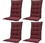 4x Madison Panama Bordeaux standenstoelkussen met hoge rug  | 123cm x 50cm