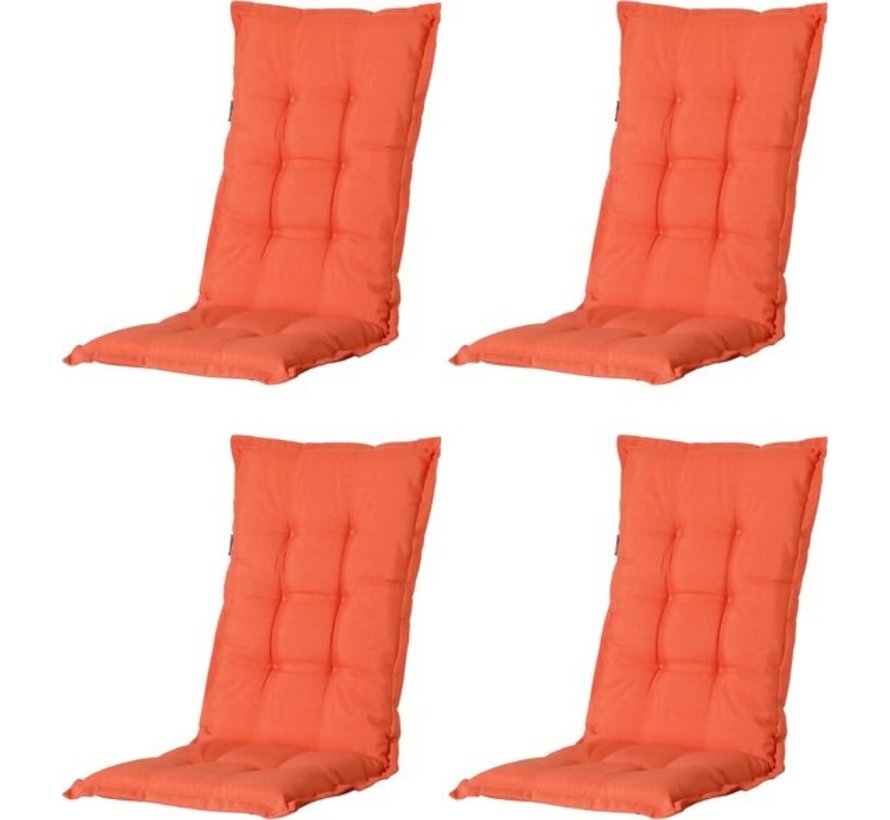 4x Madison Panama Flame Orange Stuhlauflage mit Hochlehner | 123cm x 50cm