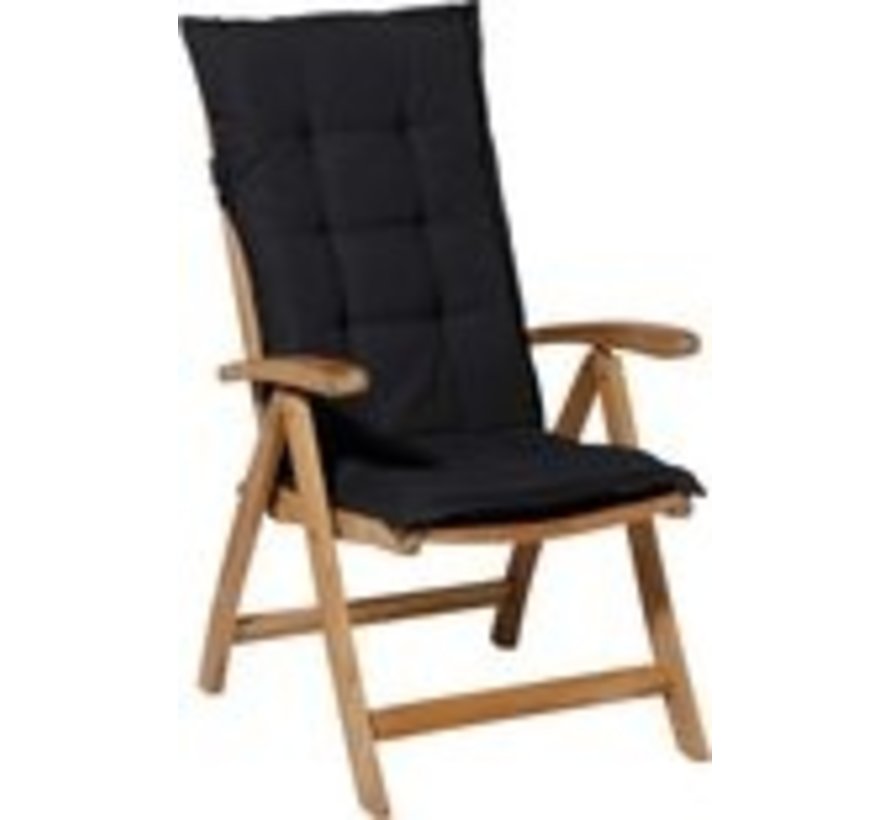 4x Madison Panama Schwarz Stuhlauflage mit Hochlehner | 123cm x 50cm