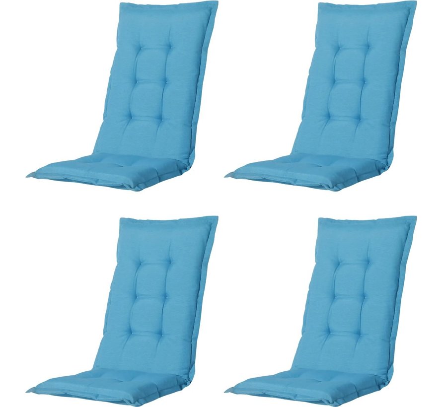 4x Madison Panama Aqua Stuhlauflage mit Hochlehner | 123cm x 50cm