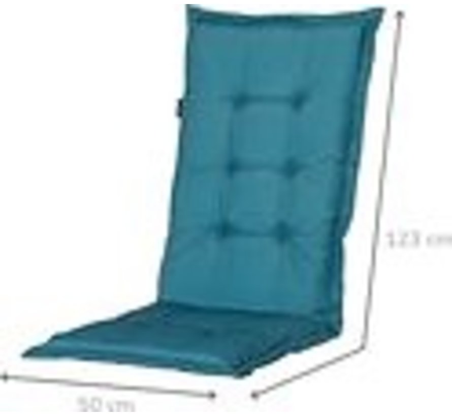 4x Madison Panama Sea Blue Stuhlauflage mit Hochlehner | 123cm x 50cm