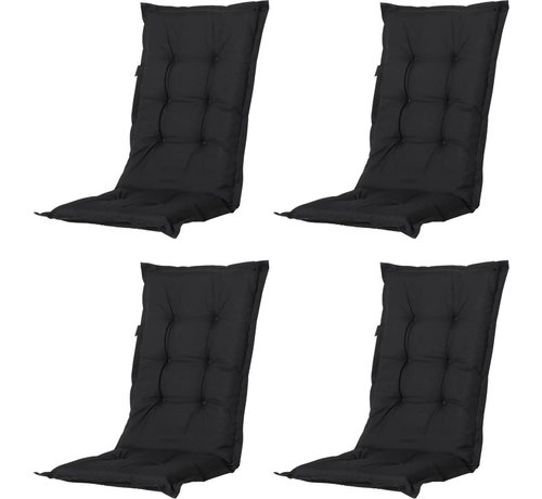 Madison 4x Madison Panama Zwart standenstoelkussen met lage rug  | 105cm x 50cm