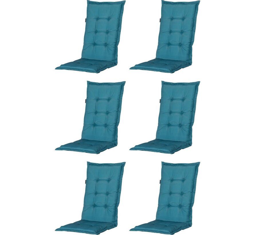 6x Madison Panama Sea Blue standenstoelkussen met lage rug  | 105cm x 50cm