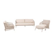 4 Seasons Outdoor Puccini Loungegarnitur Latte - Rope - 4-teilig - mit hocker