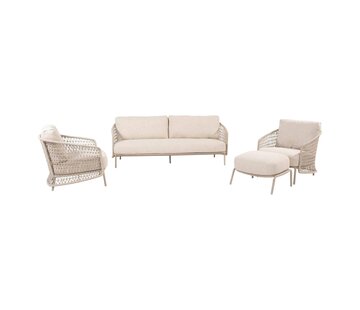 4 Seasons Outdoor Puccini Loungegarnitur Latte - Rope - 4-teilig - mit hocker