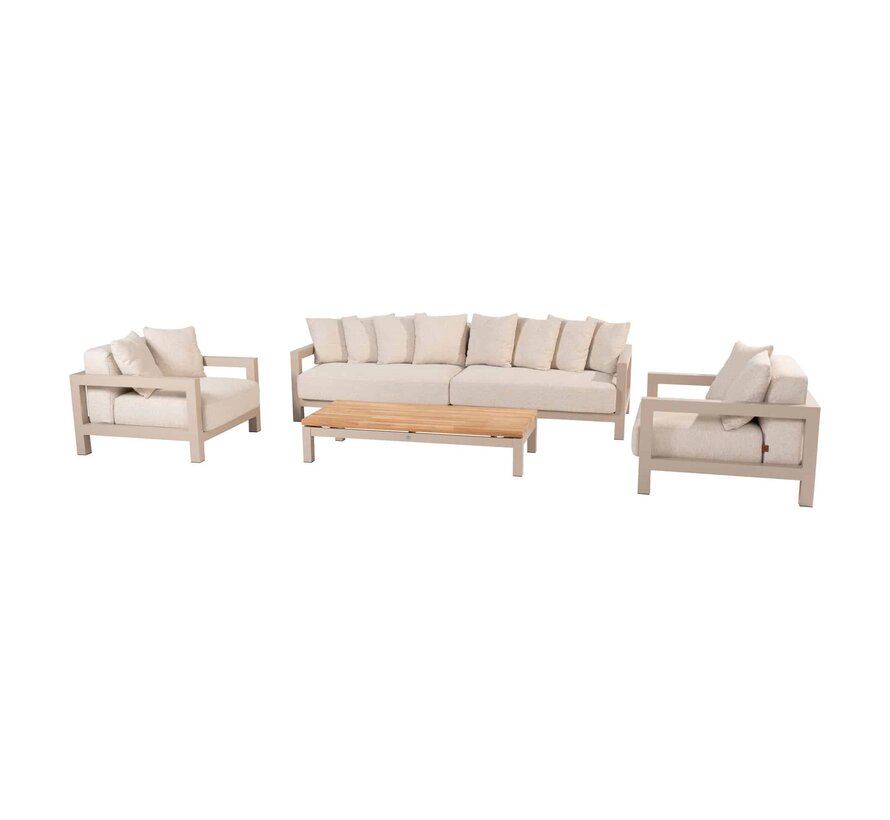 4 Seasons Outdoor Raffinato Loungeset met teak en aluminium | Latte