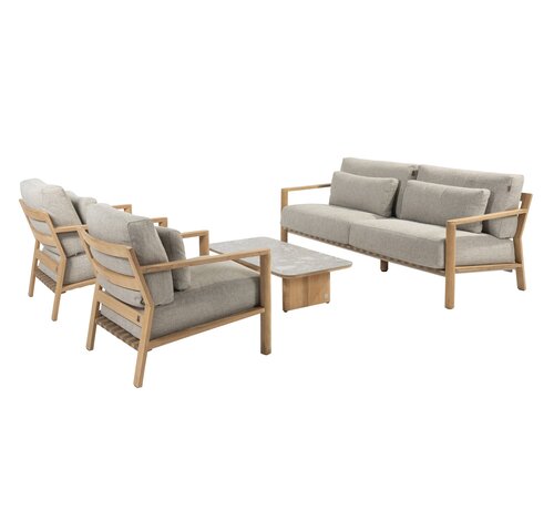 4 Seasons Outdoor 4 Seasons Outdoor Lucas Loungeset met teak en Terrazzo tafel