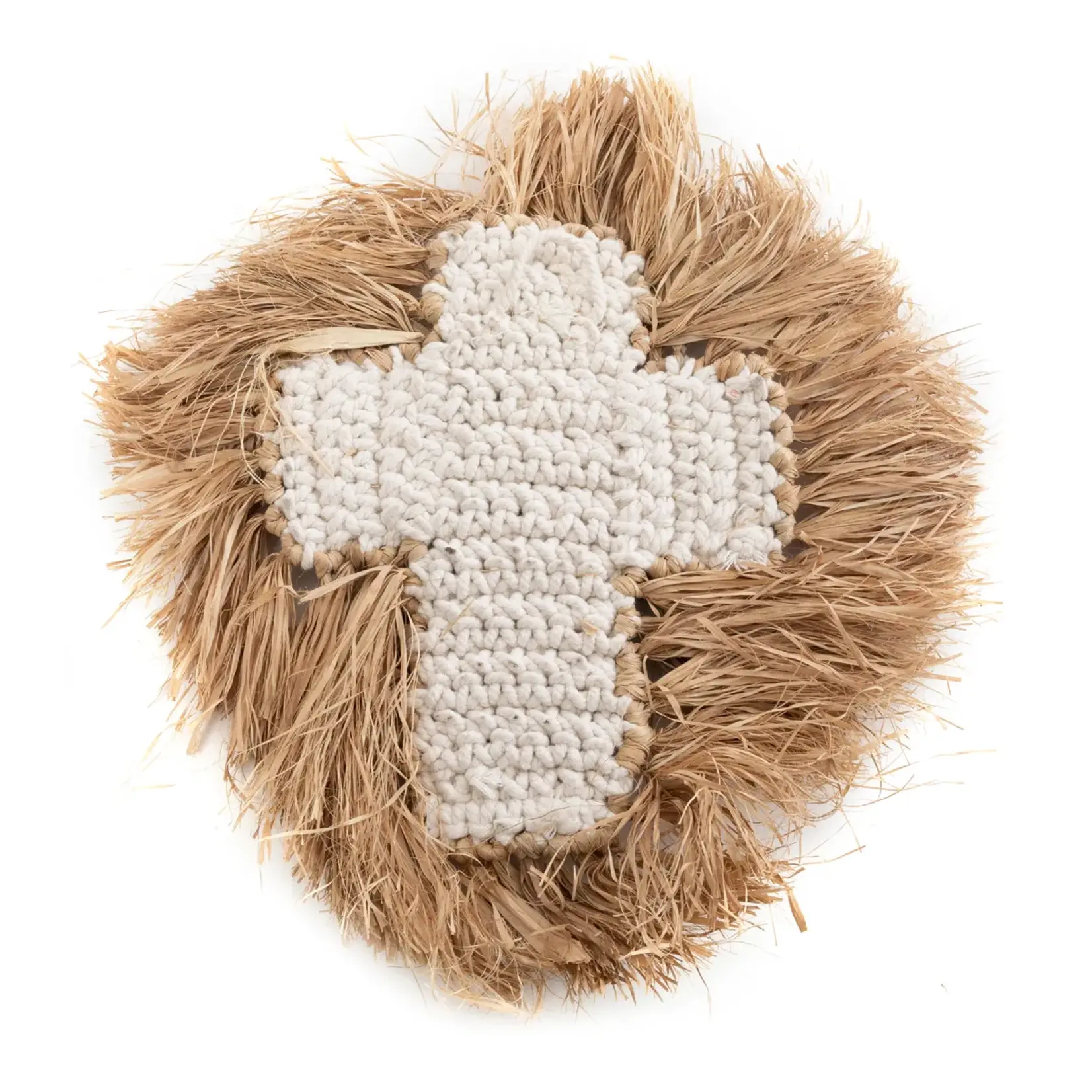 Bazar Bizar The Raffia Shell Cross - Natural White - L