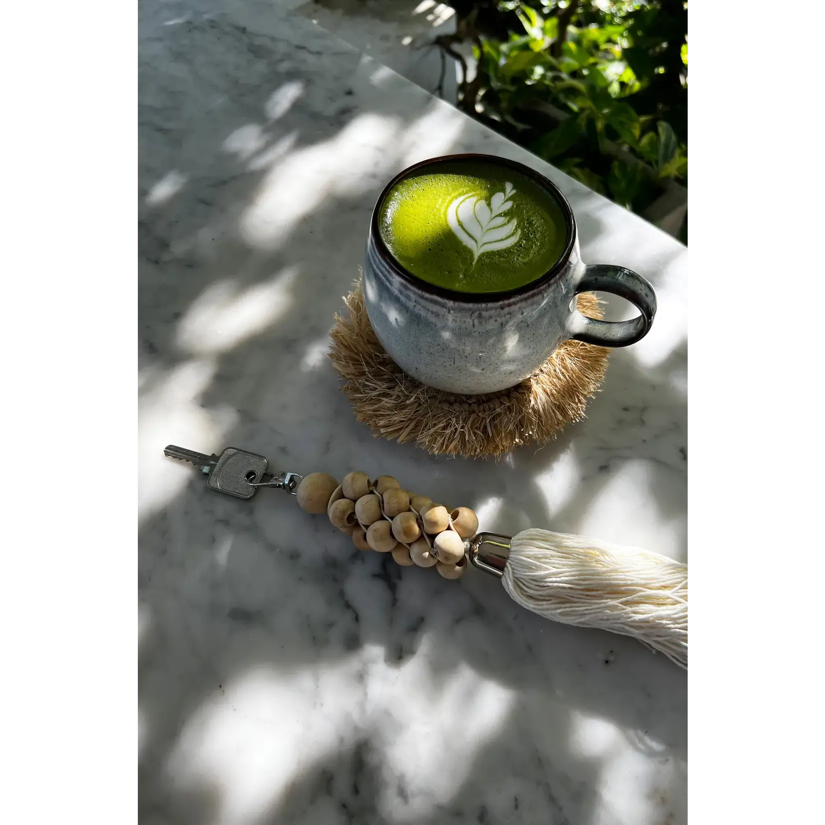 Bazar Bizar Le Porte-clés Perles De Bois - Blanc Naturel