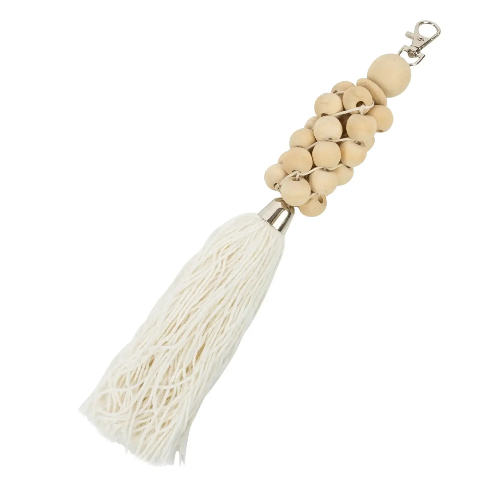 Bazar Bizar De Wooden Beads Sleutelhanger - Naturel Wit