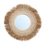 Bazar Bizar De Raffia Cowrie Spiegel - Naturel Wit