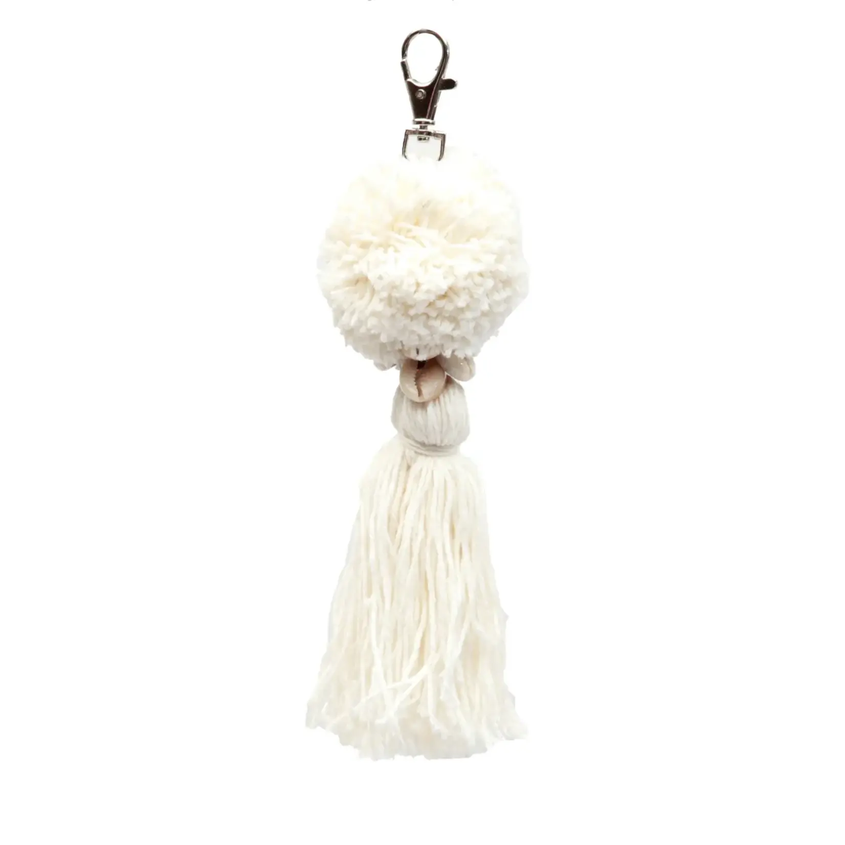 Bazar Bizar De Pompom Sleutelhanger - Wit