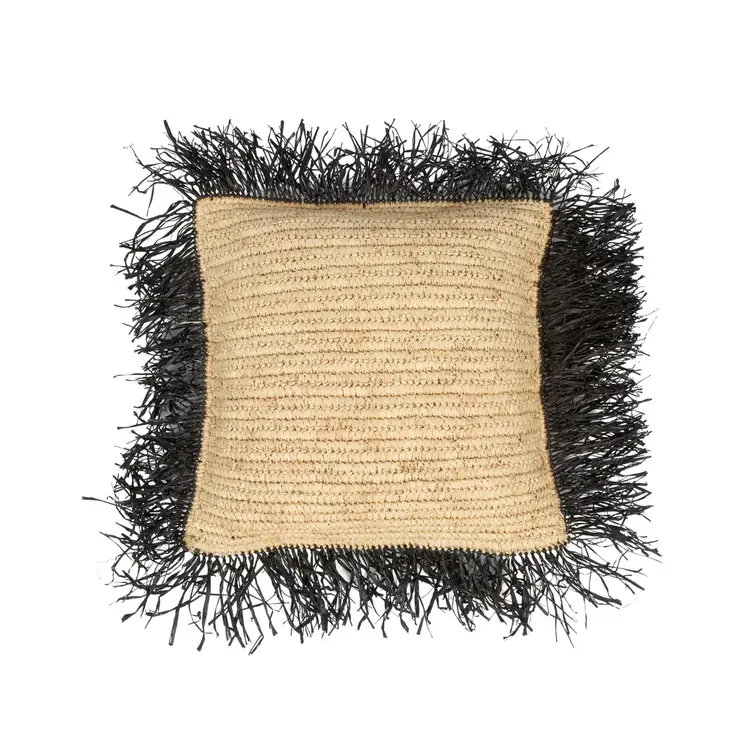Bazar Bizar The Raffia Cushion Cover Square - Natural Black - 40x40