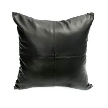 Bazar Bizar Il Copricuscino Four Leather Panel - Nero - 40x40